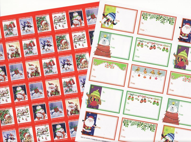    2020 U.S Christmas Seals & 2020 ALA Christmas Seal Gift Tags Sheet Collection