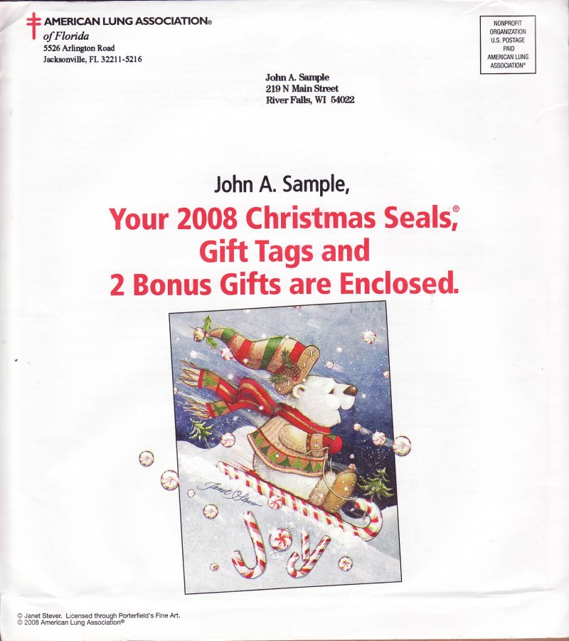 109-T2.1pac, 2009 ALA U.S. Test Design Christmas Seal Campaign Packet 
