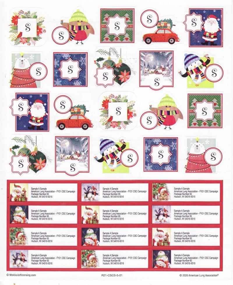 120-1.6x, 2020 ALA Christmas Scene Stickers & Addess Labels R21-CSCS-5-01
