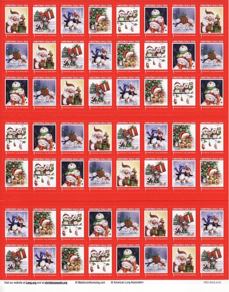 120-1x2, 2020 U.S. National Christmas Seals Sheet, FY19-FU1S-4-01