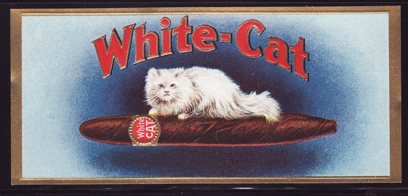 White Cat Outer Cigar Box End Label