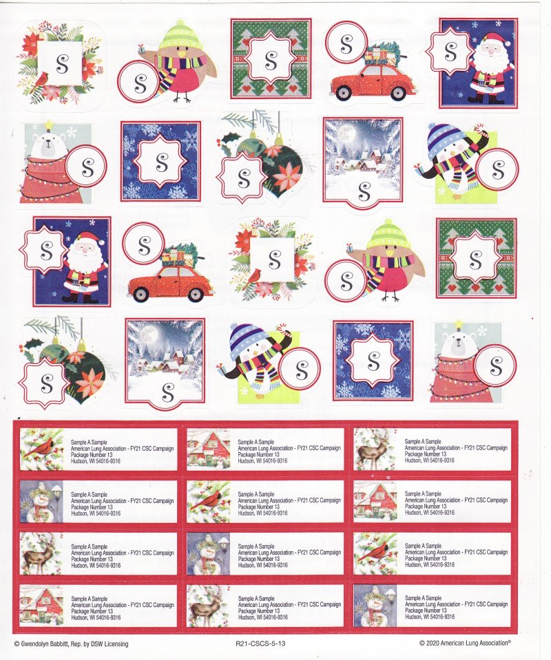 120-T1.6x, 2020 ALA Christmas Scene Stickers & Addess Labels R21-CSCS-5-13