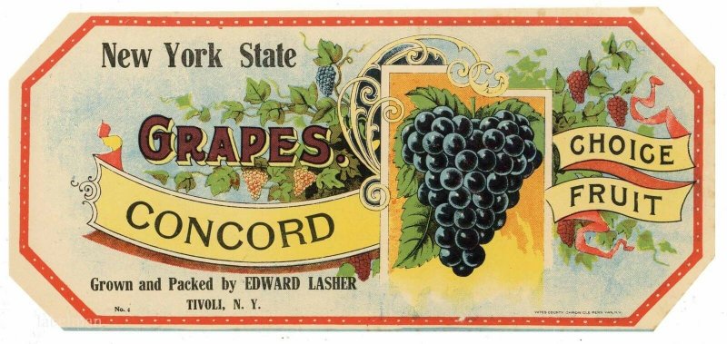  Early New York State Concord Grapes Crate Label