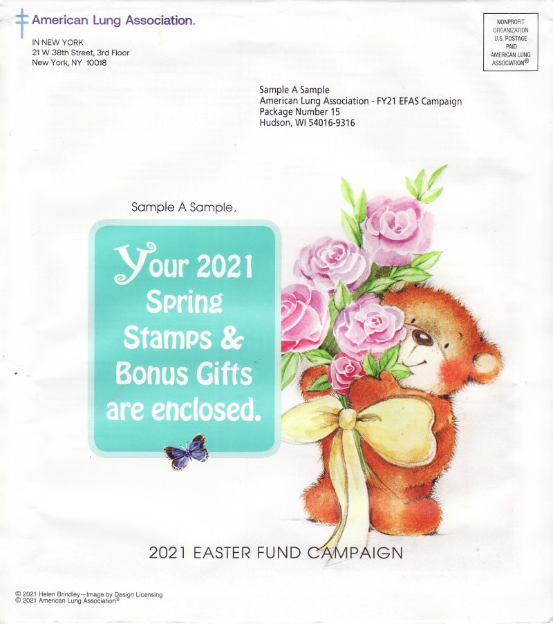  121-S1.7pac, 2021 ALA National Design US Spring Charity Seal Easter Fund Packet
