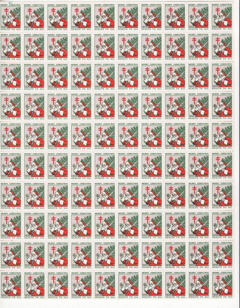  1930-4p2, 1930 U.S. Christmas Seals USP&L Printer's Proof Sheet 