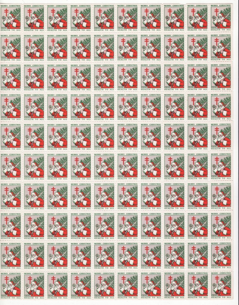 1930-4p2, 1930 U.S. Christmas Seals USP&L Printer's Proof Sheet 