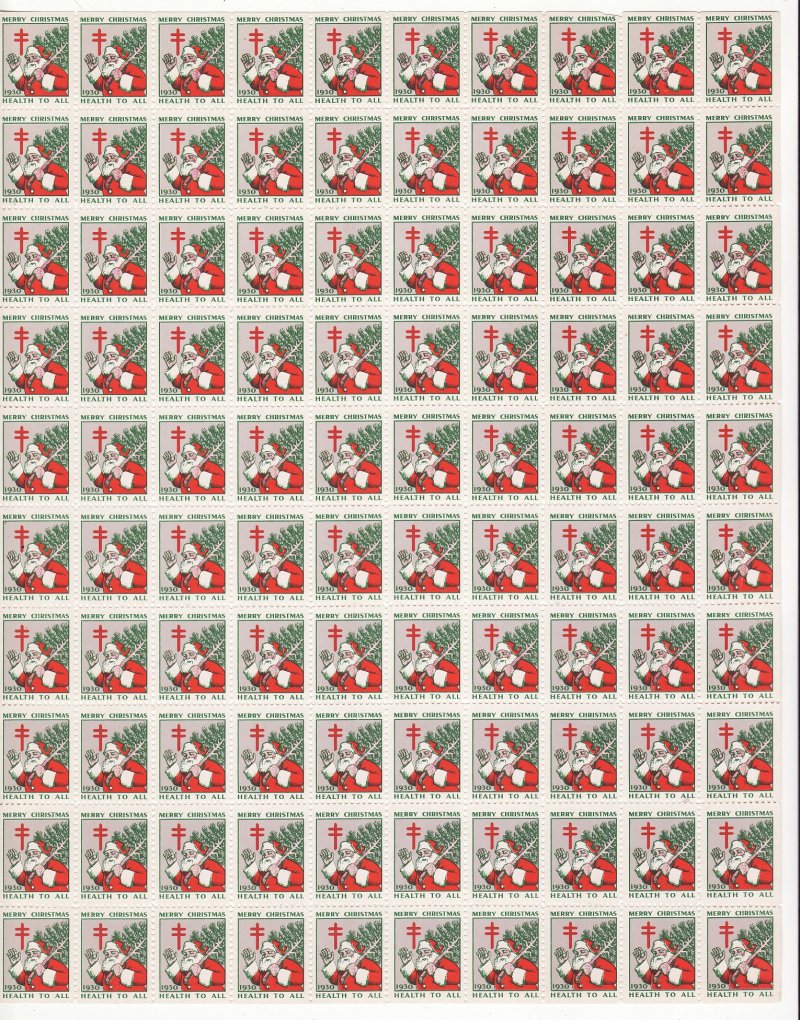 1930-4p2, 1930 U.S. Christmas Seals USP&L Printer's Proof Sheet 