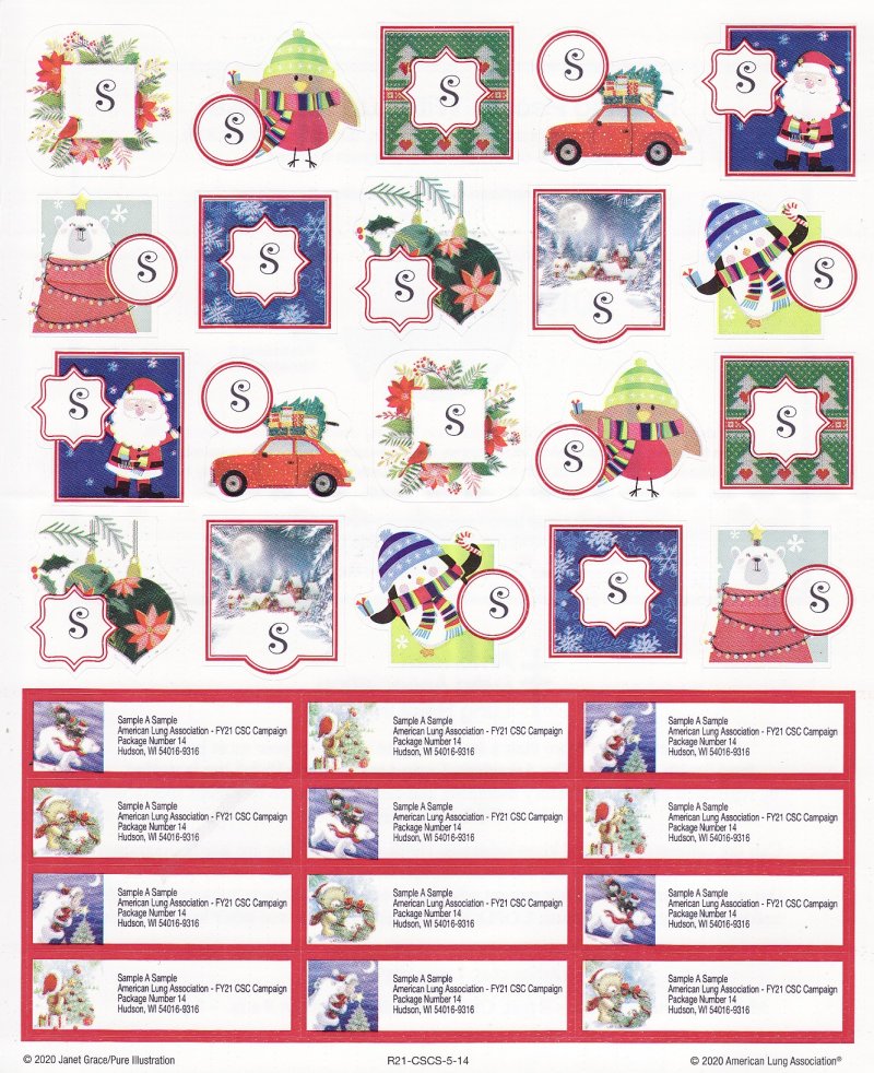 120-T2.6x, 2020 ALA Christmas Scene Stickers & Addess Labels R21-CSCS-5-14