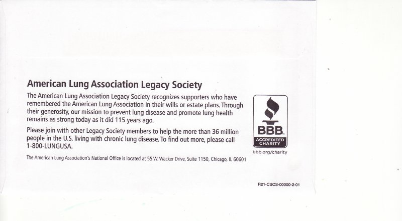 2023 ALA Campaign Donation Return Envelope, reverse of envelope