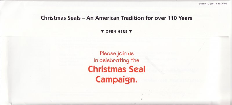 120-1.2env, 2020 ALA U.S. National Design Christmas TB Seal Annual Renewal Campaign, reverse of envelope