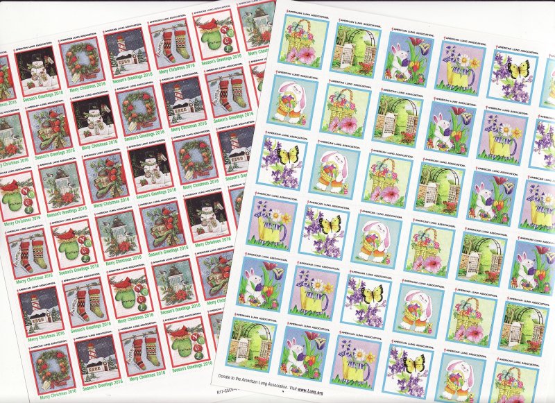 2016 U.S. Christmas Seals & U.S Spring Charity Seals Sheet Collection
