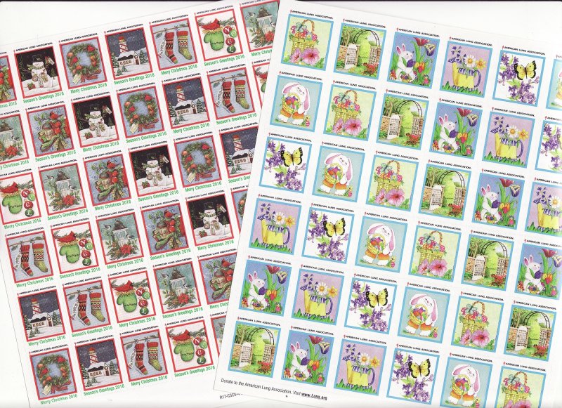     2016 U.S. Christmas Seals & U.S Spring Charity Seals Sheet Collection