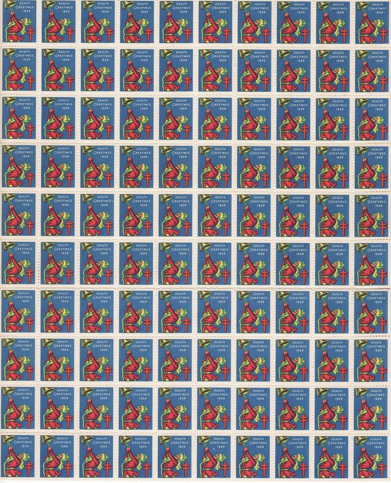 29-4x, WX50, 1929 U.S. Christmas Seals Sheet 