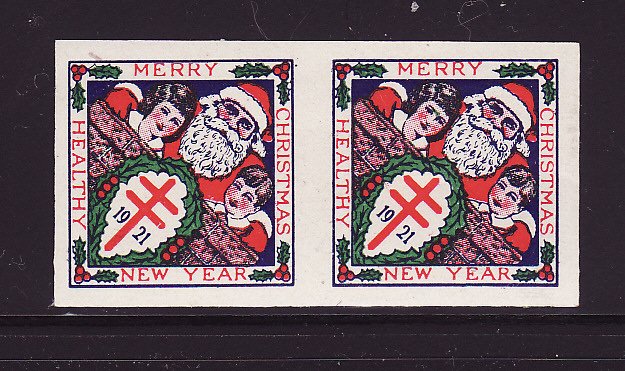 21-3p, 1921 U.S. National Christmas Seals, Imperforate Pair