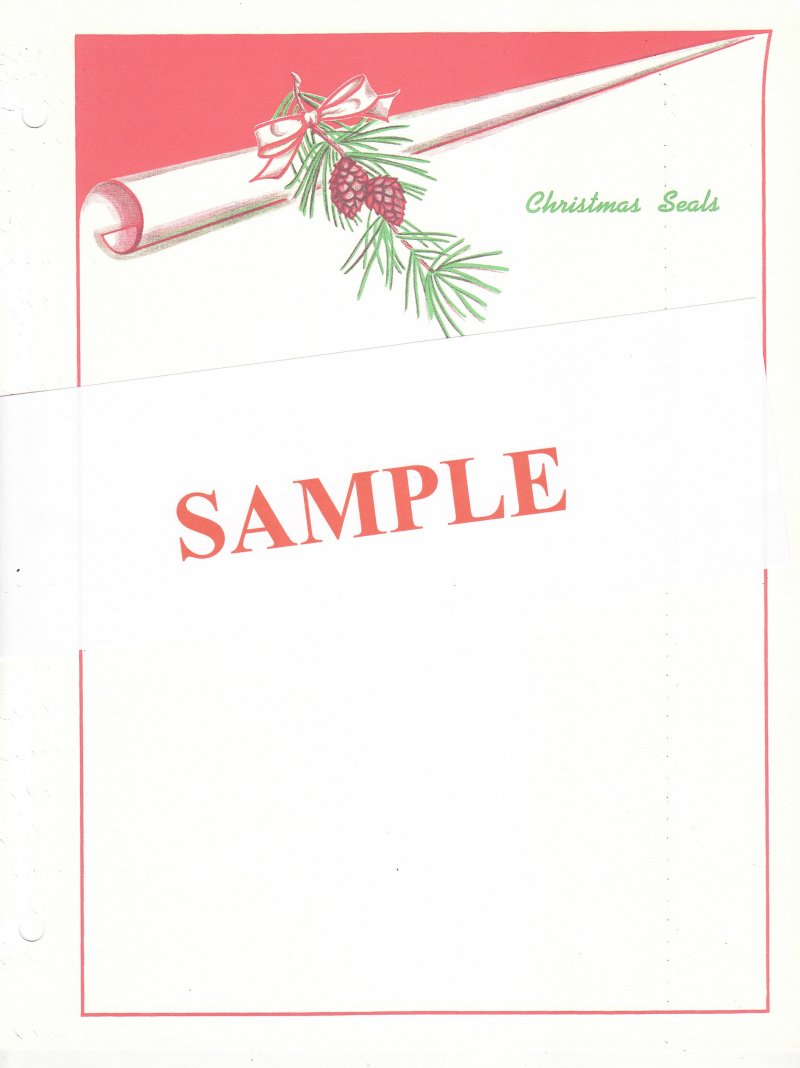      Christmas Seal Stamp Album Pages, blank pages with color heading and border