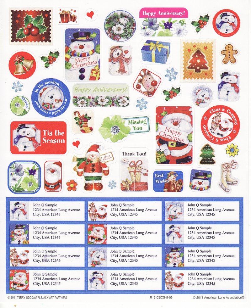 111-T1x, 2011 ALA Test Design U.S. Christmas Seals Sheet, R12-CSCS-4-05