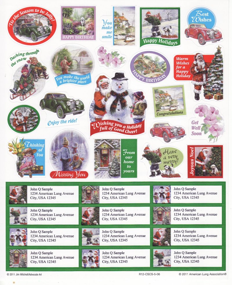 111-T2x1, 2011 ALA Test Design U.S. Christmas Seals Sheet, R12-CSCS-4-06