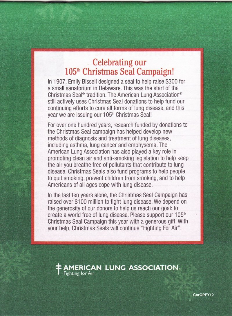111-1.8x1, 2011 ALA Christmas Seal Designs Gift Tag Booklet, CorGPFY12, reverse of booklet