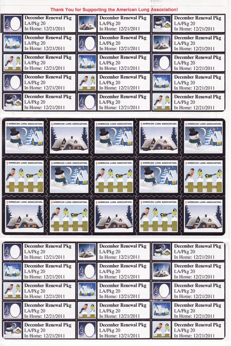 111-T8xT, 2011 U.S. Test Design Christmas Seals & Address Labels, R12-FU2-4-18