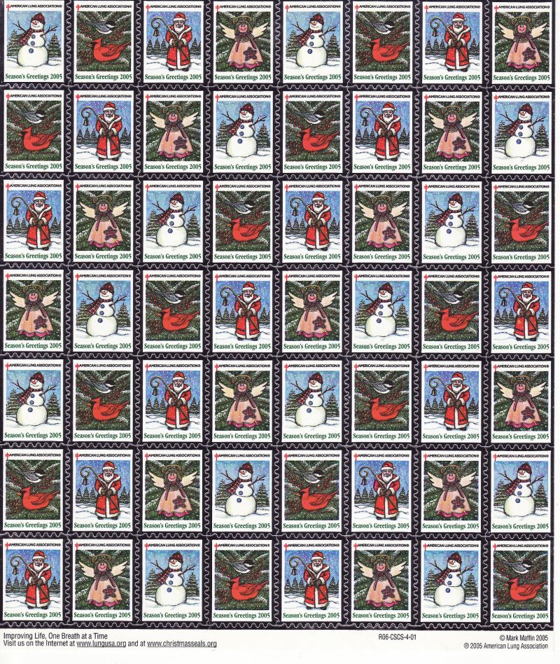 105-1x1, 2005 U.S. National Christmas Seals Sheet, R06-CSCS-4-01