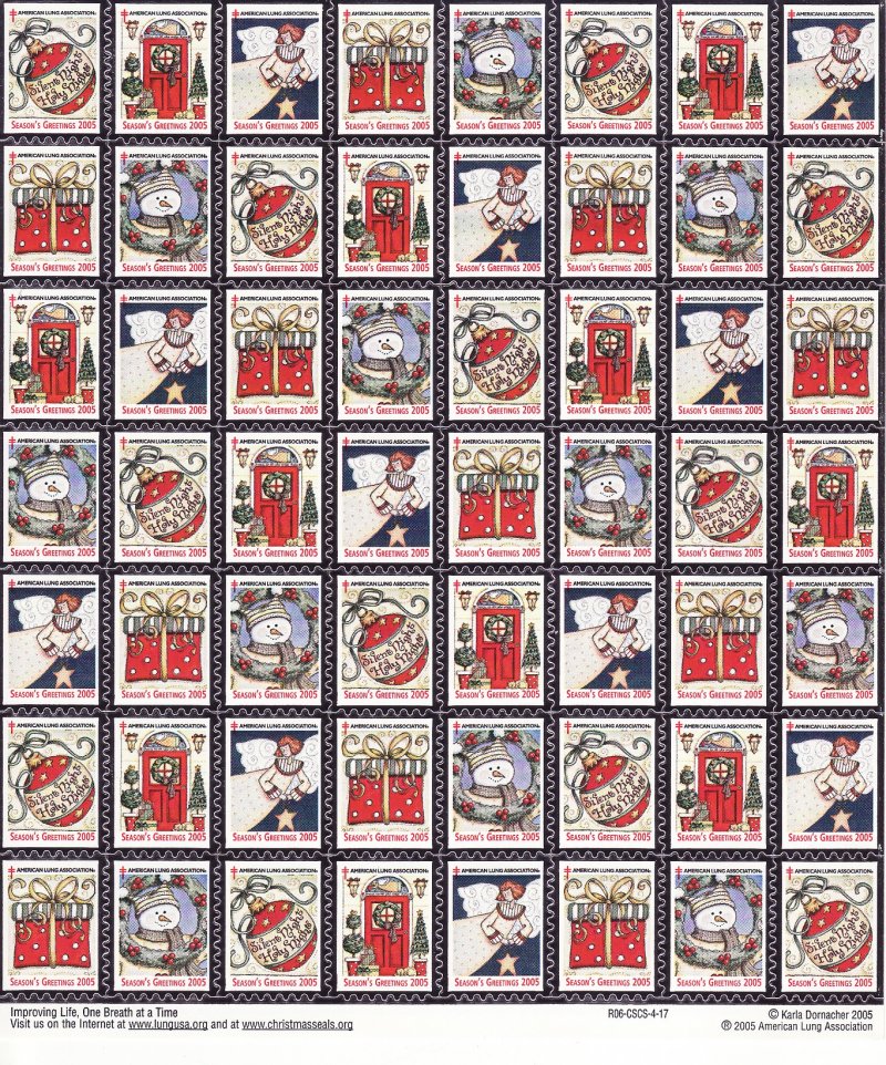 105-T4x, 2005 U.S. Test Design Christmas Seals Sheet, R06-CSCS-4-17