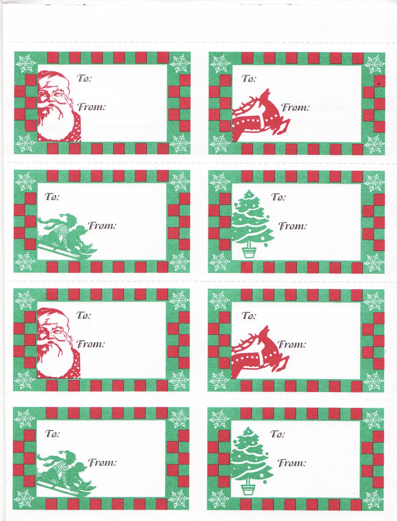 2005-1.8x1a, 2005 ALA Christmas Seal Designs Gift Tag Booklet Pane