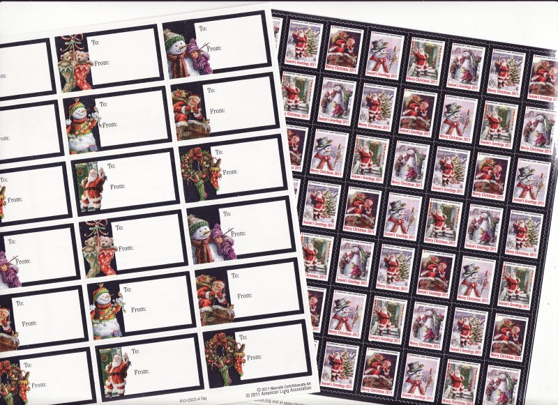    2011 U.S Christmas Seals & 2011 ALA Christmas Seal Gift Tags Sheet Collection