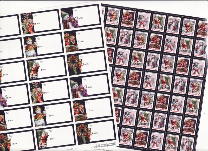    2011 ALA National Design US Christmas Seals & ALA Gift Tags Sheet Collection