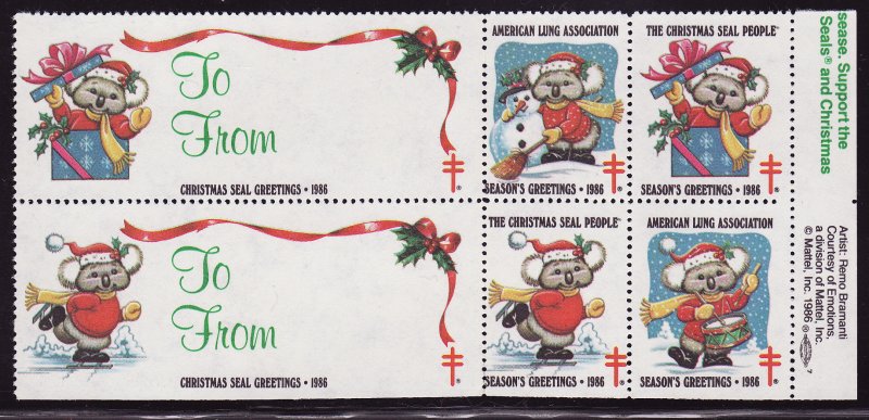 86-T4, 1984 U.S. Test Design Christmas Seals Block, As Required