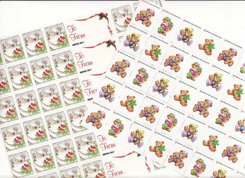  1992 U.S. Christmas Seals & U.S Spring Charity Seals Sheet Collection