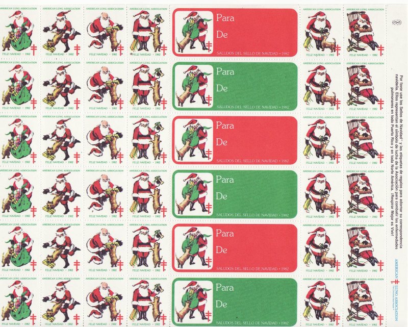 82-2.3x, 1982 U.S. National Christmas Seals Sheet, Spanish Text, pm F