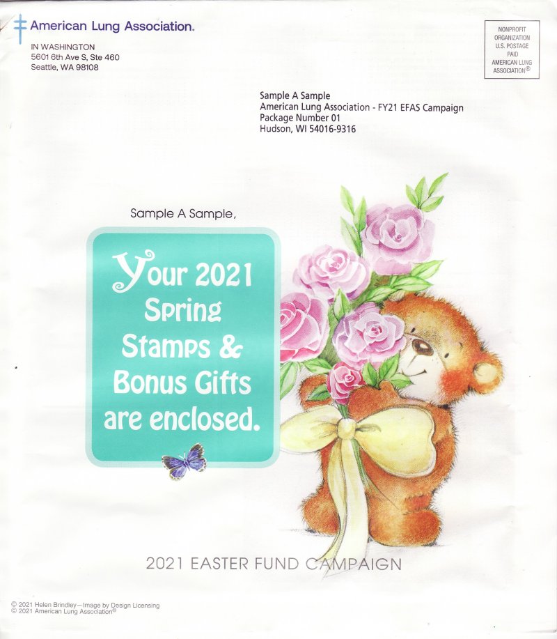 121-S1.2pac, 2021 ALA National Design U.S Spring Charity Seal Easter Fund Packet