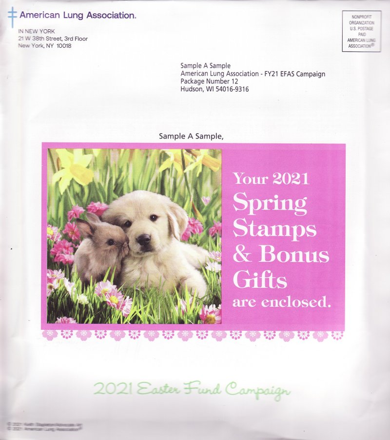 121-ST3.7pac, 2021 ALA Test Design U.S. Spring Charity Seal Easter Fund Packet