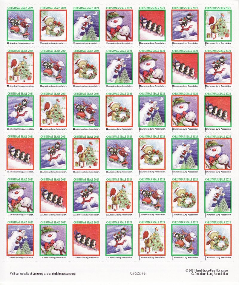      121-1x1, 2021 U.S. National Christmas Seals Sheet, R22-CSCS-4-01