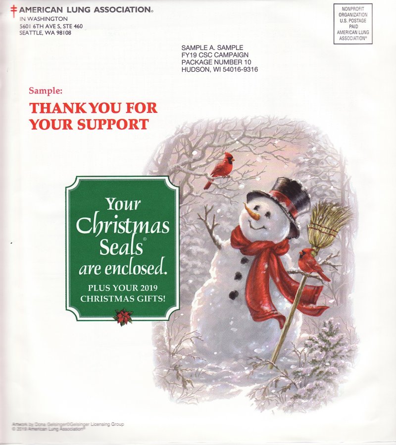 119-T3.2pac, 2019 ALA Test Design U.S. Christmas Seal Annual Packet