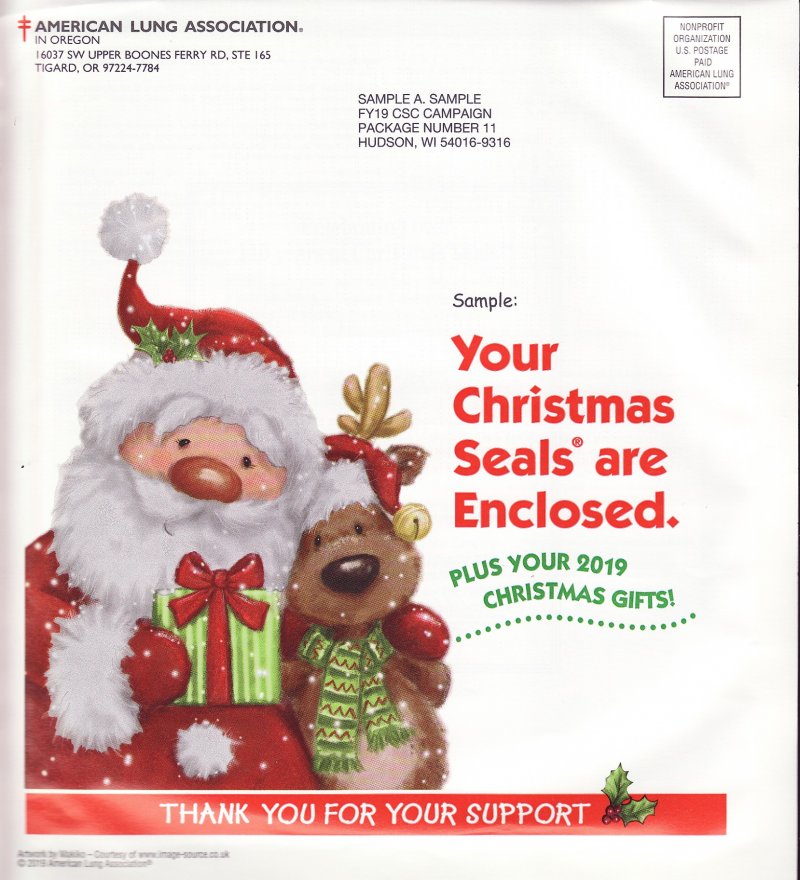 119-T4.1pac, 2019 ALA Test Design U.S. Christmas Seal Annual Packet