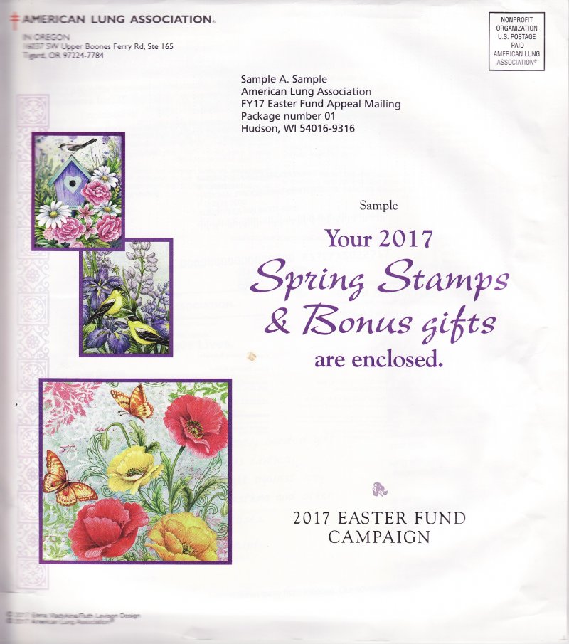117-S1.1pac, 2017 ALA National Design U.S Spring Charity Seal Easter Fund Packet