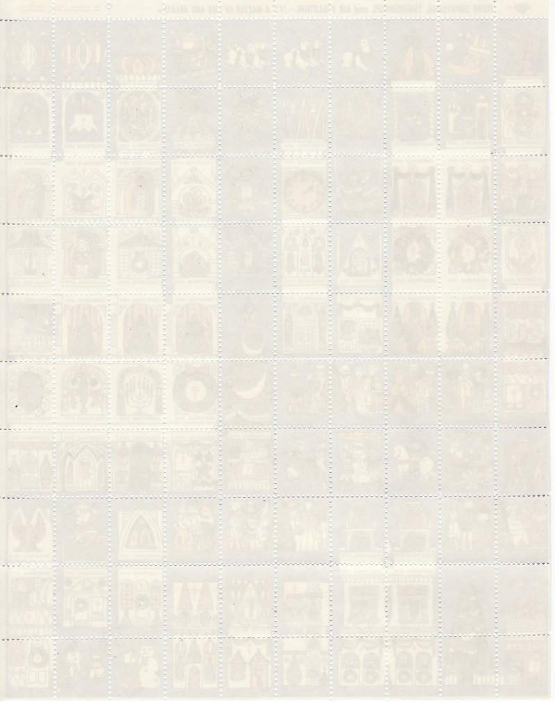 70-4.1x, WX243, 1970 U.S. Christmas Seal Sheet, pm B, reverse of sheet