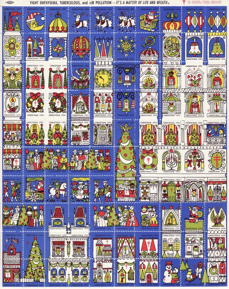 70-3x, WX242, 1970 U.S. Christmas Seal Sheet, pm W