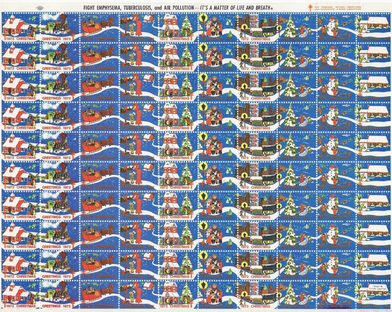 72-1x1, WX247, 1972 U.S. Christmas Seals Sheet, pm E