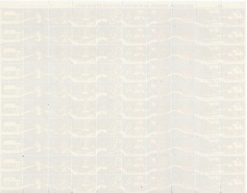 72-3x, WX248, 1972 U.S. Christmas Seals Sheet, pm B, reverse of sheet