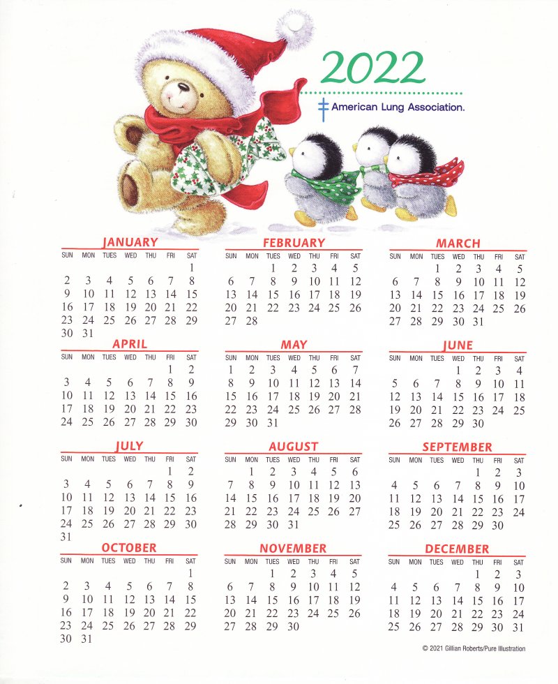 CL121-T2, ALA 2022 U.S. Christmas Seals Themed Calendar, FY22-Cal-13
