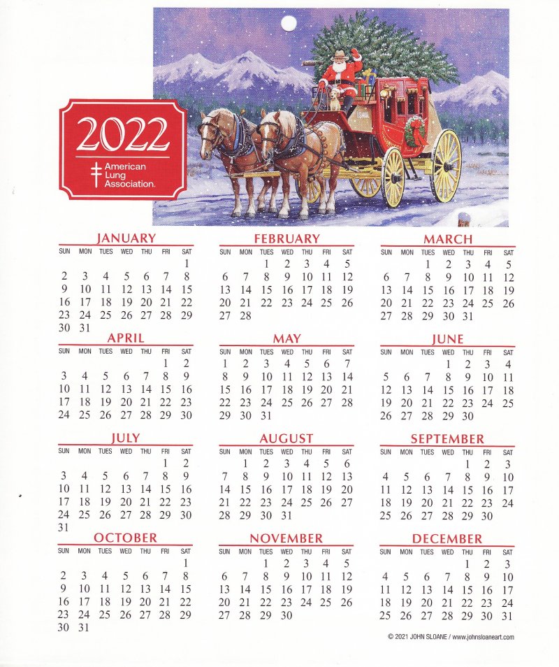 CL121-T4, ALA 2022 U.S. Christmas Seals Themed Calendar, FY22-Cal-15