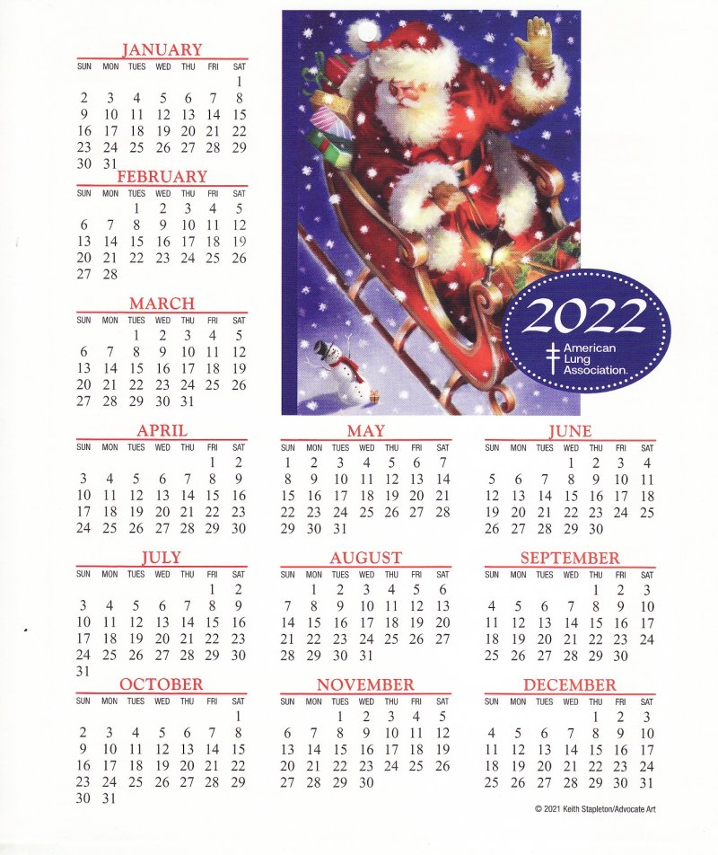 CL121-T5, ALA 2022 U.S. Christmas Seals Themed Calendar, FY22-Cal-16