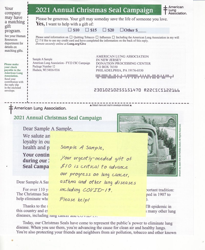 ACL121-T1.10, ALA Annual Christmas Campaign Letter