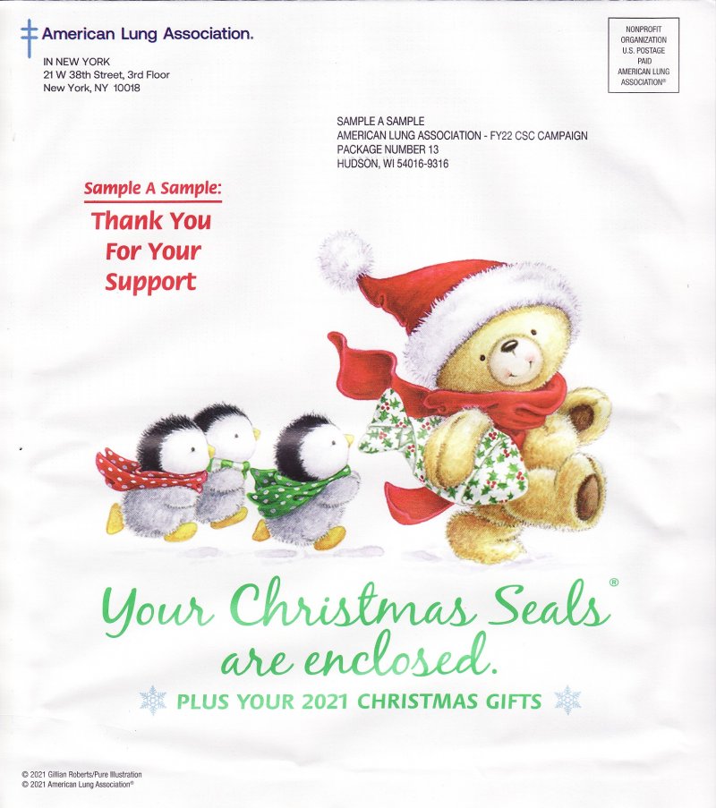  121-T2.7pac, 2021 ALA Annual U.S. Test Design Christmas Seal Packet