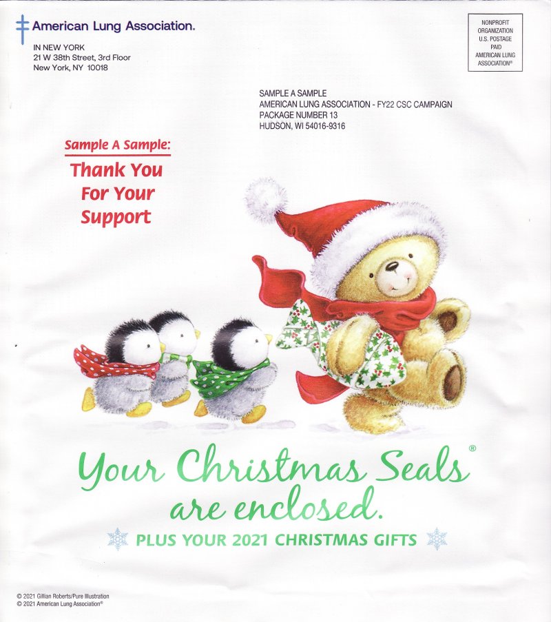  121-T2.7pac, 2021 ALA Test Design U.S. Christmas Seal Packet