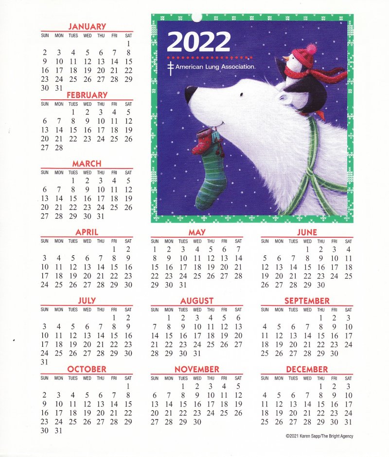 CL121-T3, ALA 2022 U.S. Christmas Seals Themed Calendar, FY22-Cal-14