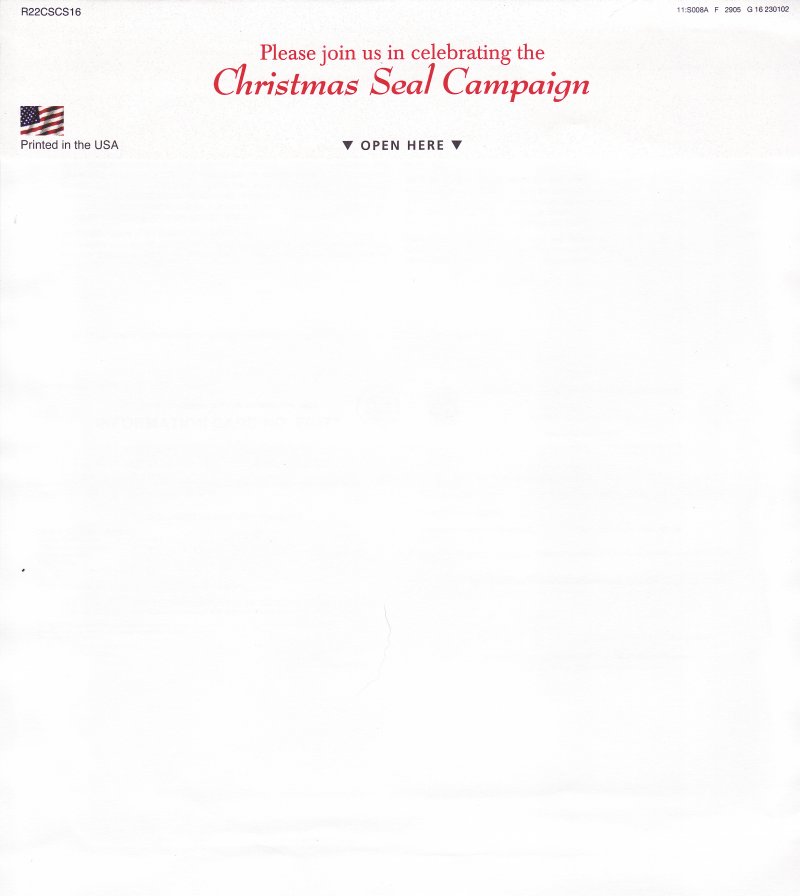 121-T5.10pac, 2021 ALA Test Design U.S. Christmas Seal Packet, reverse of packet