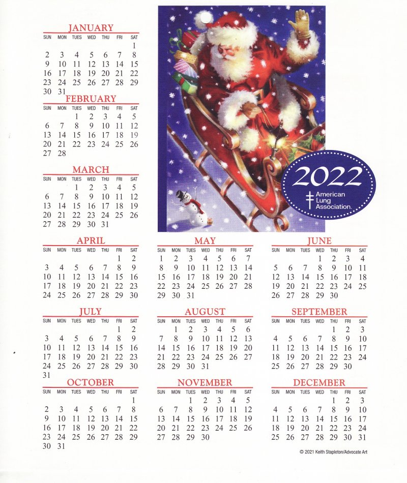 CL121-T5, ALA 2022 U.S. Christmas Seals Themed Calendar, FY22-Cal-16